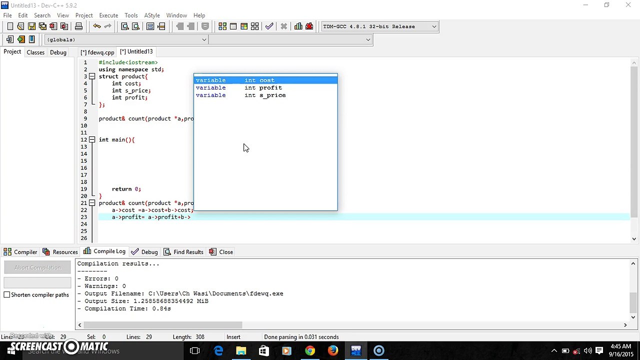 41.Structure with pointers & functions