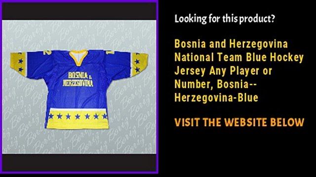 Bosnia and Herzegovina National Team Blue Hockey Jersey Any Player or Number, Bosnia Herzegovina-Blue