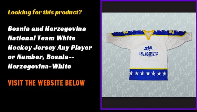 Bosnia and Herzegovina National Team White Hockey Jersey Any Player or Number, Bosnia Herzegovina-White