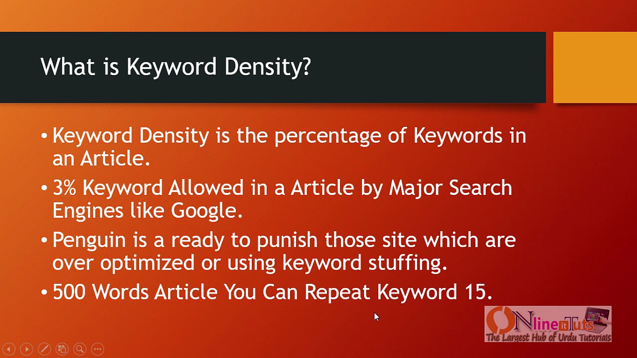 Keyword Density Tutorial in Urdu