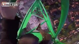 High Anxiety - Guy Climbs Down From The Top Of A Crane
