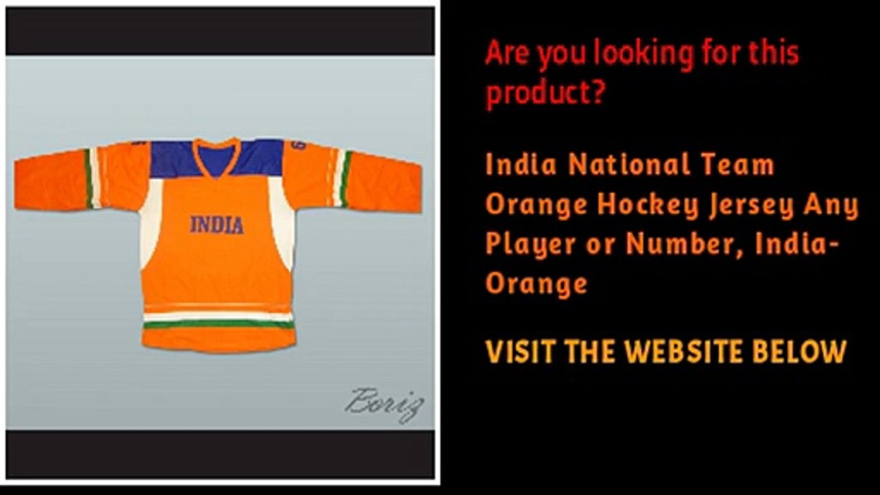 India National Team Orange Hockey Jersey Any Player or Number, India-Orange