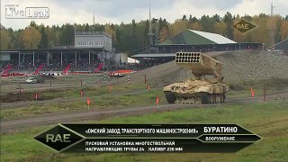 TOS-1 Russian Flamethrower Tank firing in slow-motion mood