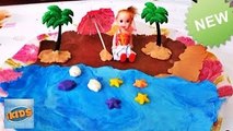 Play Doh Beach Island Ocean Doll Barbie & Beach Play Doh Animals Crab, Star