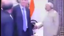 Satya Nadella wipes his hand after shaking hands with PM Modi MOST FUNNY