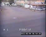 Lucky guy escapes accident between two cars.
