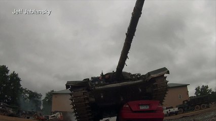 Car Crushed by Tank