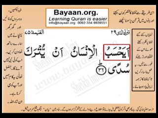surah 075_036AL-Qaiyyama Very Simple Listen, look & learn word by word urdu translation of Quran in the easiest possible