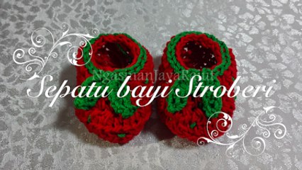 Cara Merajut Sepatu Bayi Strawberry