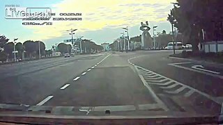 Speeding Scooter rider slams hard into turning car