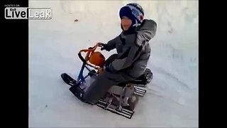 Dad Builds Kids Snow Cart From Old Chainsaw