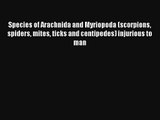 Species of Arachnida and Myriopoda (scorpions spiders mites ticks and centipedes) injurious