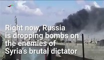 Aerial footage of Russian military strikes in suppoert of Asad,s regime in Syria