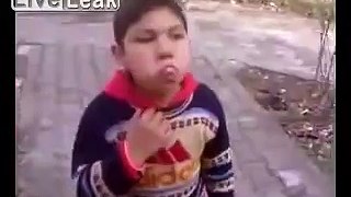 gypsy kid chewing a condom