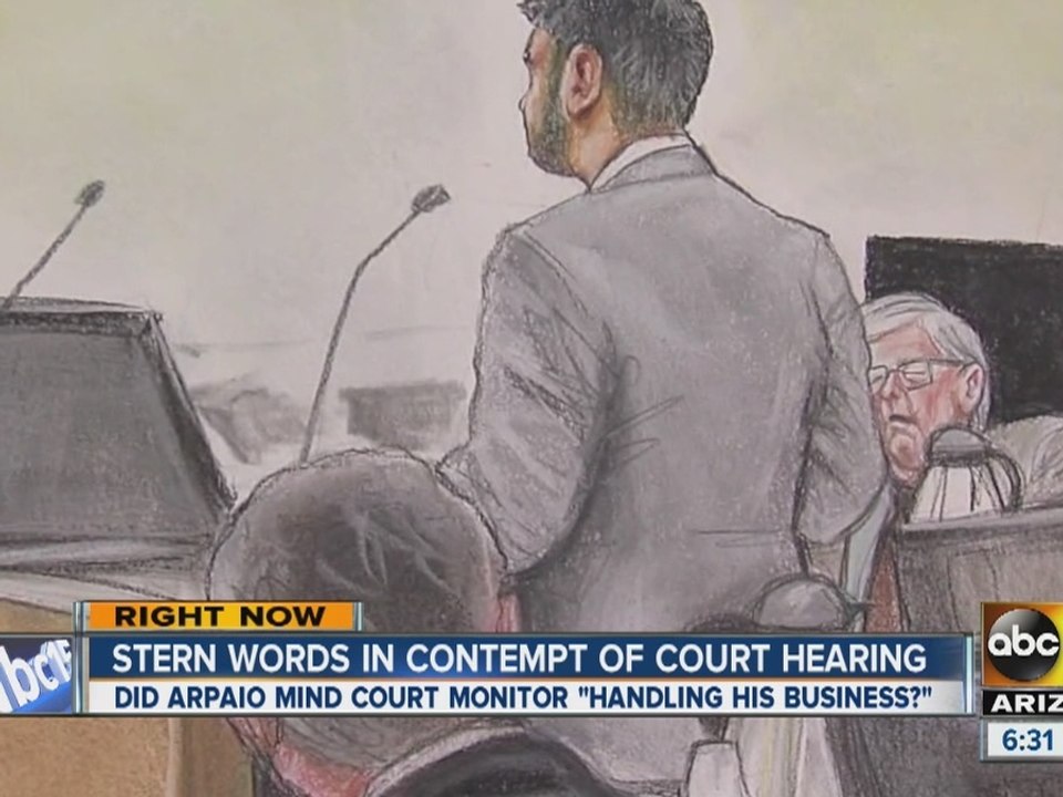 Arpaio testifies for 2nd day in contempt of court hearing