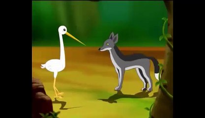 A Fox And A Stork Story - Cartoons For Kids - Animals Animation Story - Urdu Hindi