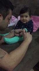 Baby cutting nails (Funny)