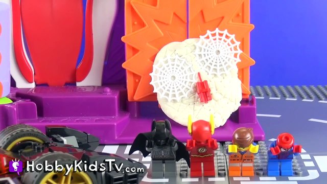 Batman Time Travel Part 3: Play-Doh Joker Smash! Spiderman, Emmet by HobbyKidsTV