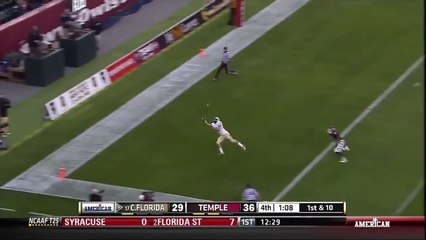 Télécharger la video: Touchdown incroyable, le joueur attrape le ballon à une main. JJ Worton - UCF - Football américain NFL