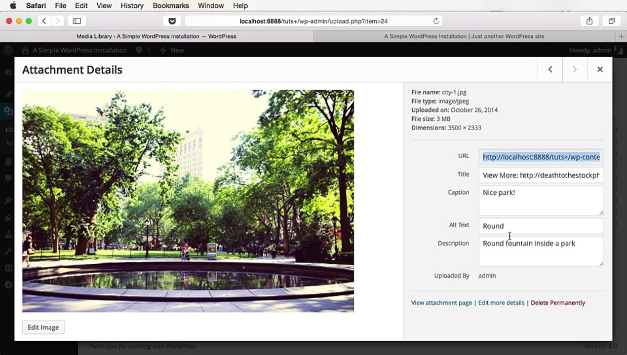 The Media Library - A Beginner’s Guide to Using WordPress Tuts+ Course