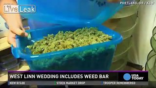 Couple include a weed bar at their wedding.