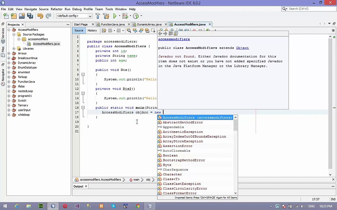 Access Modifiers and More on Classes