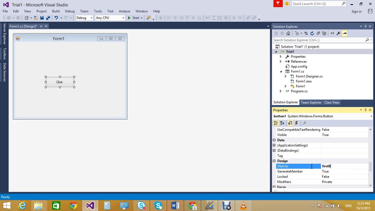 c# Windows Application hello world