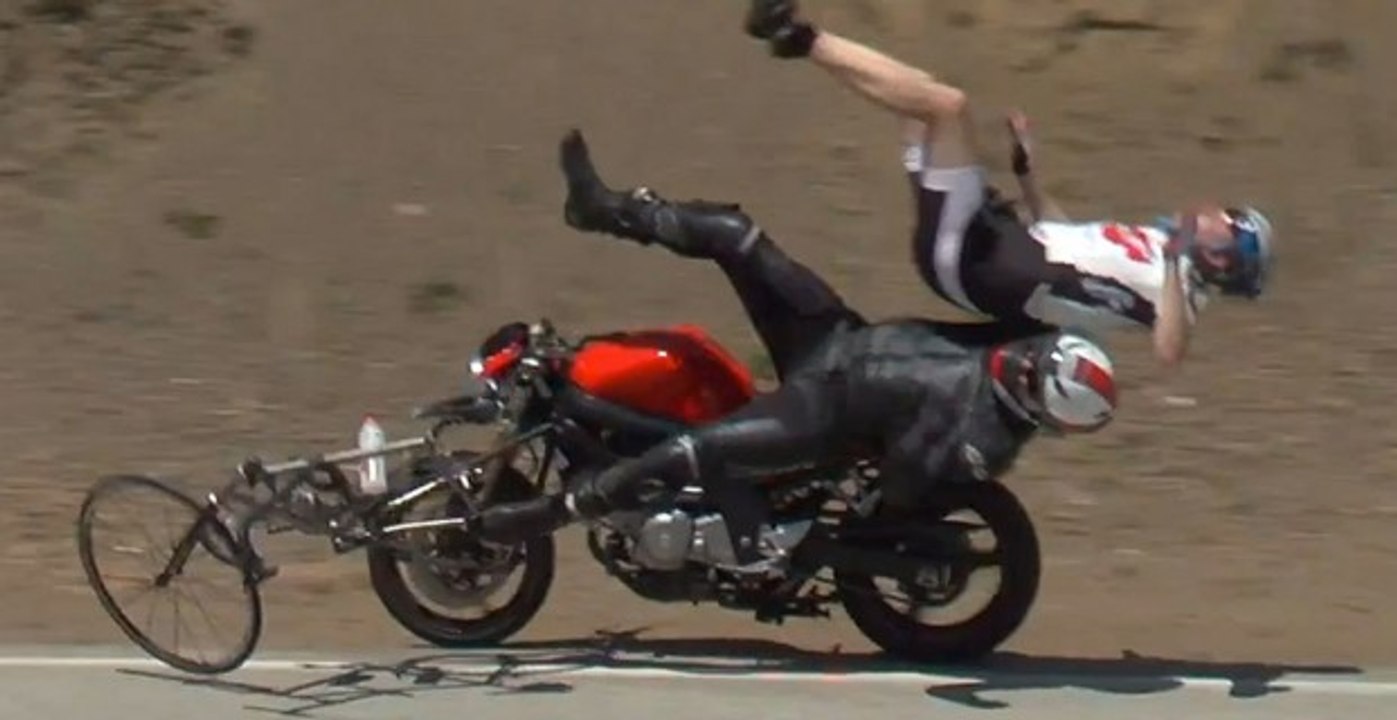 Shocking Motorcycle Crash into Bicycles