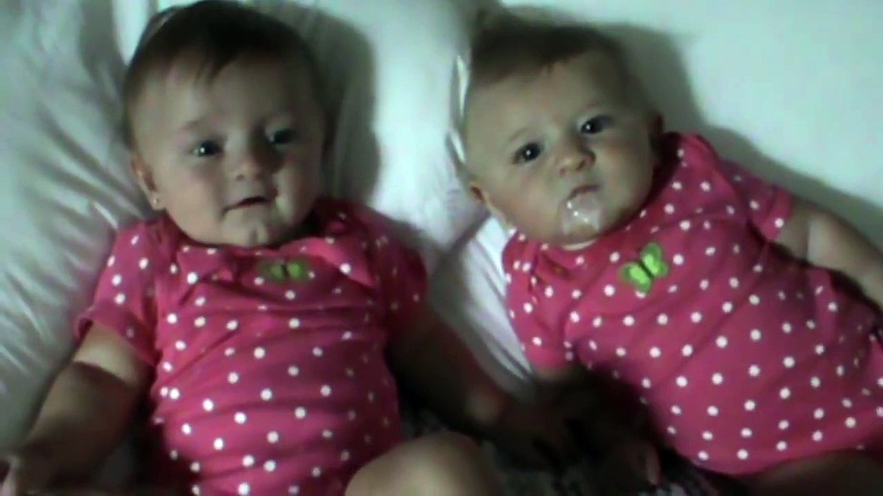 Funny Baby Makes Her Twin Sister Laugh