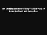 The Elements of Great Public Speaking: How to Be Calm Confident and Compelling Free Download