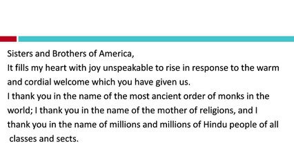 Swami Vivekananda's Chicago Speeches - 11th September 1893