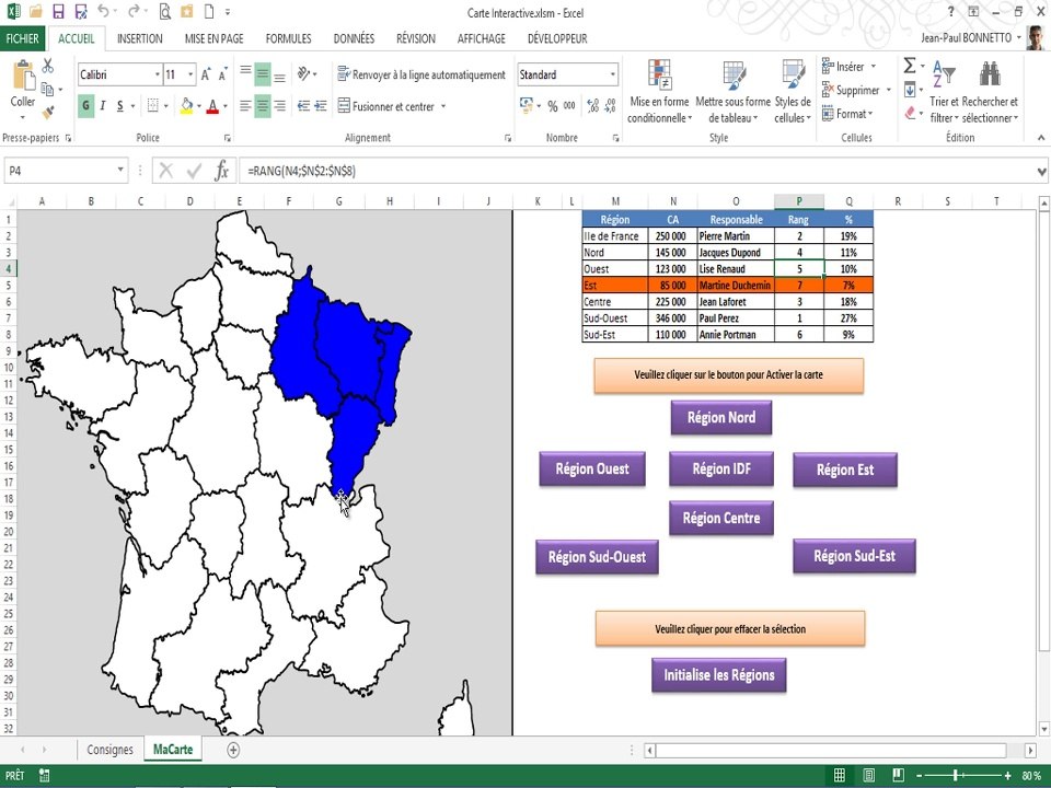 Excel VBA - Réaliser une Carte de France interactive (Module 1)