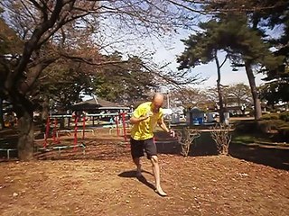 Movimentos de capoeira no parque