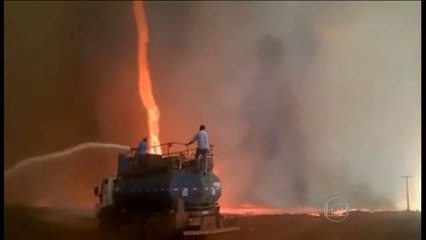 Vídeo mostra redemoinho de fogo em lavoura de Santa Helena de Goiás