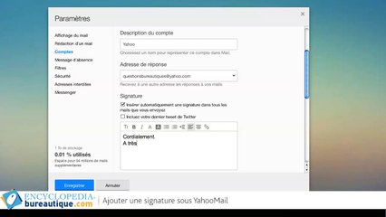 Comment ajouter automatiquement une signature à vos mails sous YahooMail