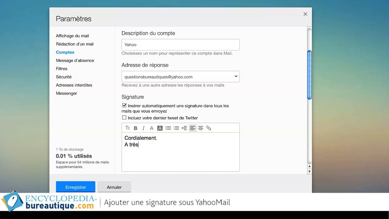 Comment ajouter automatiquement une signature à vos mails sous YahooMail