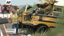 Prison Bus Crashes Into A Semi-Truck And Inmates On Board Help Tend To The Injured