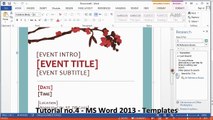 Tutorial no.4 - MS Word 2013 - Templates