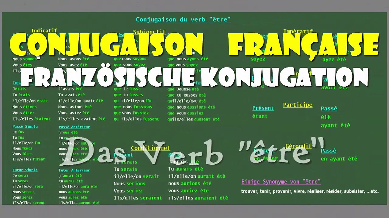 La Conjugaison Française - Die Französische Konjugation - das Verb "être"