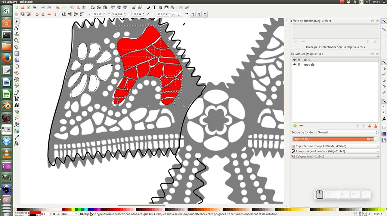 Tuto inkscape : Outils pour réaliser un noeud en dentelle