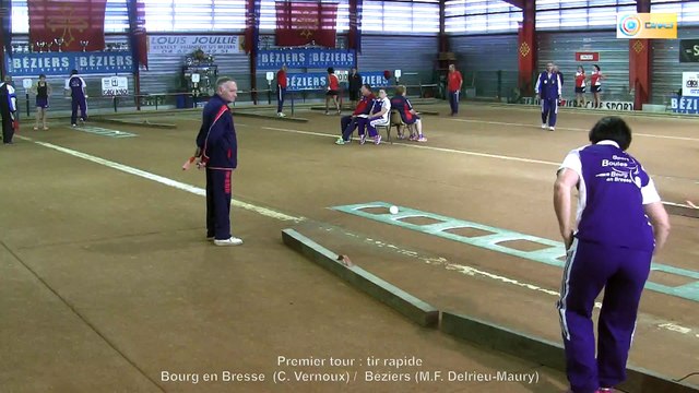 Premier tour, tir progressif, Béziers contre Bourg-en-Bresse, Club Elite Féminin J1, Sport Boules, saison 2015 / 2016