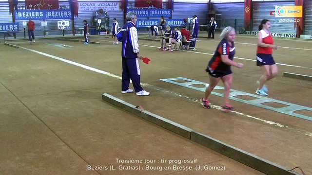 Troisième tour, tir progressif, Béziers contre Bourg-en-Bresse, Club Elite Féminin J1, Sport Boules, saison 2015 / 2016