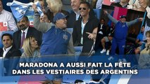 Maradona a aussi fait la fête dans les vestiaires des Argentins