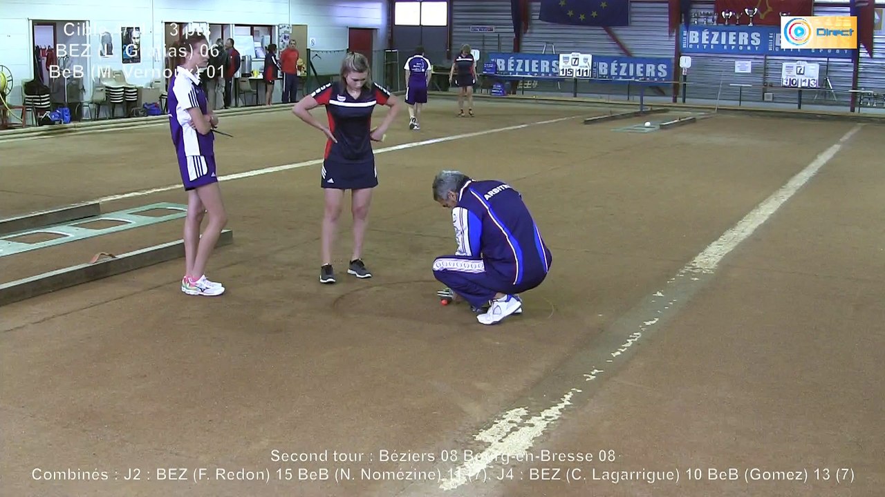 Second tir de précision, Béziers contre Bourg-en-Bresse, Club Elite Féminin J1, Sport Boules, saison 2015 / 2016