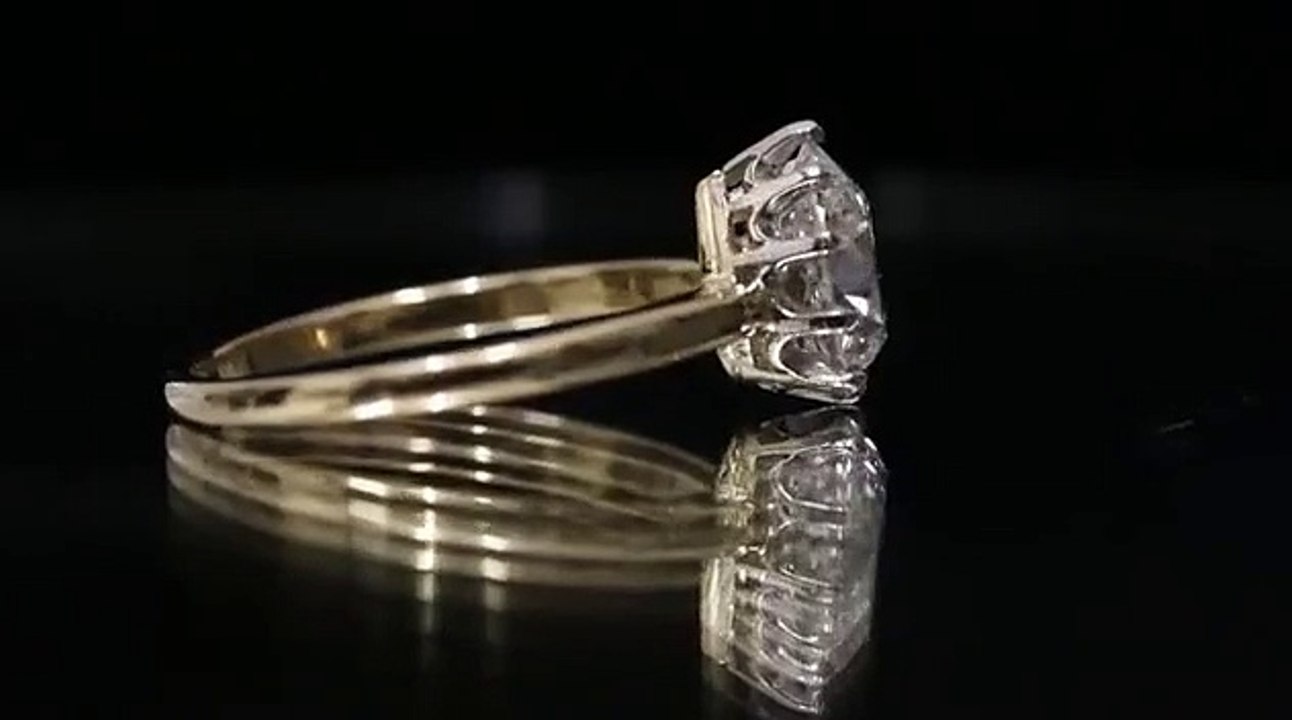 Solitaire Old Mine Drop Shape Diamond Ring, Circa 1905.