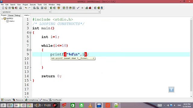 10 C PROGRAMMING LOOPING CONSTRUCTS EXAMPLE (IN HINDI)