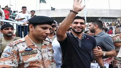 Boxer Amir Khan at Liyari People's Stadium Karachi