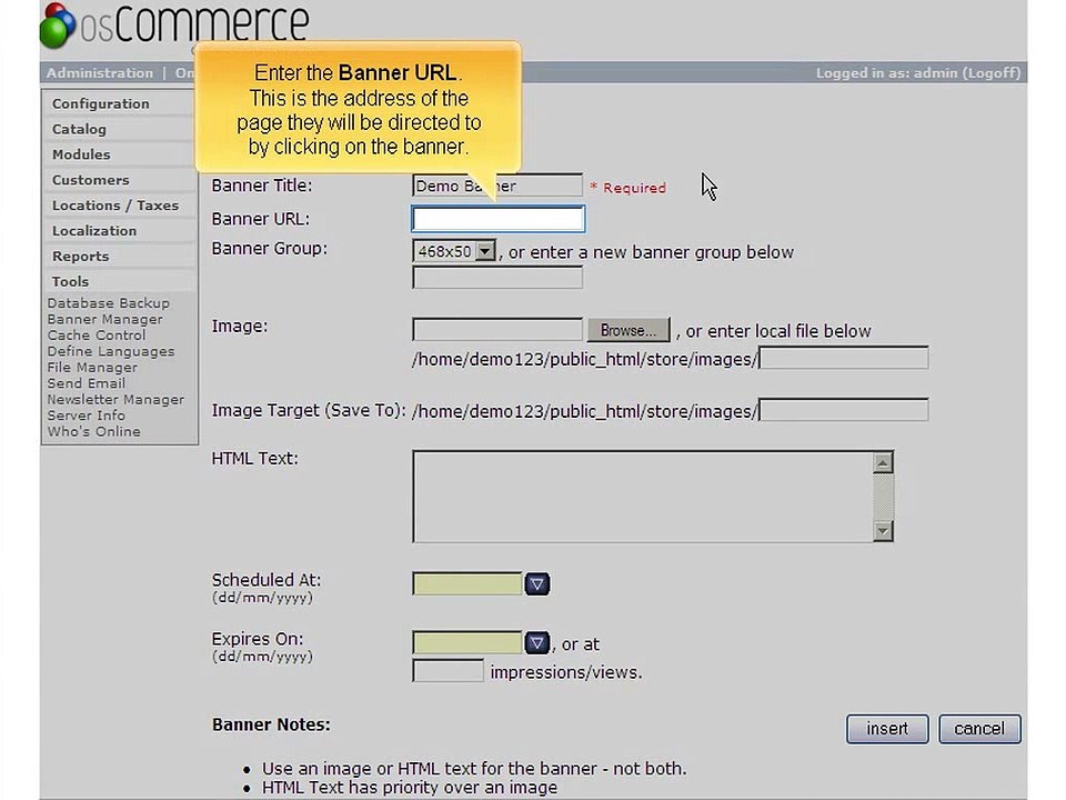 Managing Banners in OS commerce