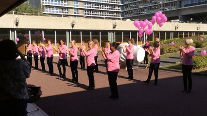 Octobre rose à la préfecture de l'Essonne - Démonstration de "Line dance"