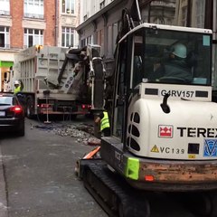 Travaux sur les canalisations de gaz, dans le centre de Lille.